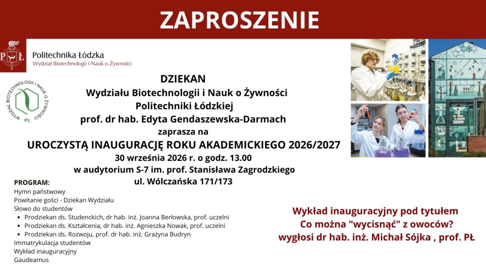 Zaproszenie na inaugurację